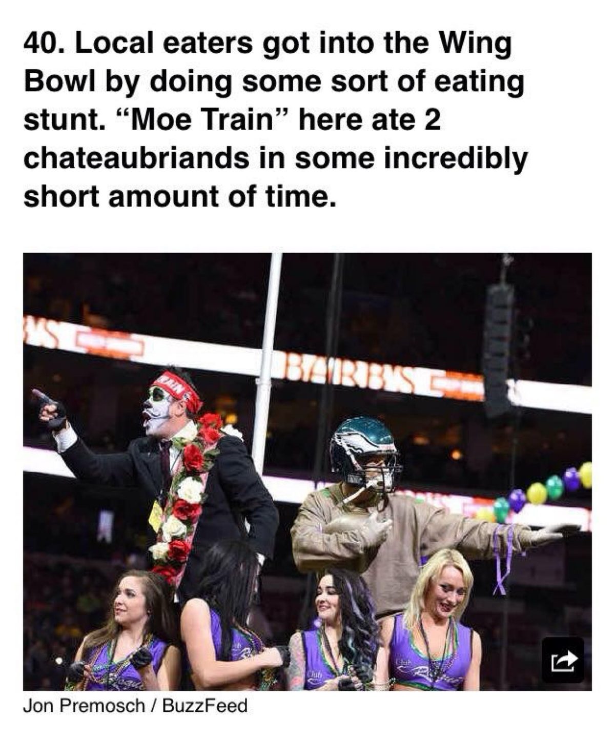 BuzzFeed article featuring Moe Train's Wing Bowl eating stunt