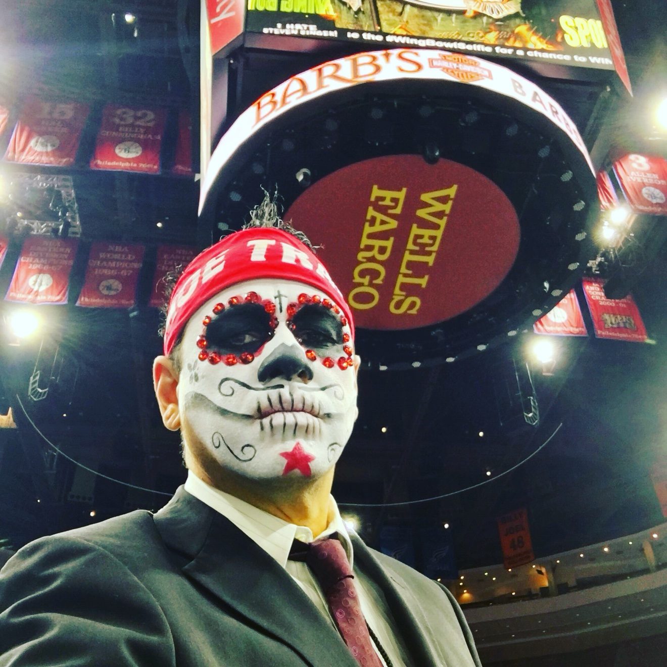 Moe's selfie under the Wells Fargo Center jumbotron at Wing Bowl